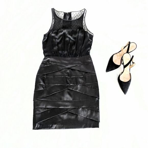 Alexia Admor Silk Tiered Black Cocktail Dress - Picture 1 of 8